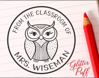 Teacher Stamp - Teacher Classroom Library Stamp - Library Book Stamp - Teacher Gift - Pretty Owl (4565) - New Teacher Gift - Mrs Owl