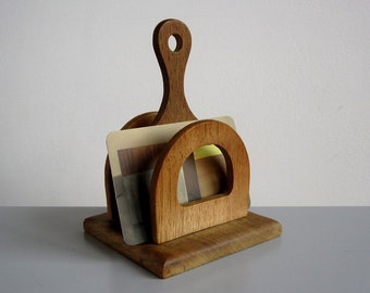 Vintage wooden toast rack or letter rack c.1950s-1970s / Mid century business card holder