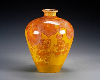 Ceramic Vase -Golden Orange - Crystalline Glaze on High-Fired Porcelain - Hand Made Pottery - FREE SHIPPING - #B-5465