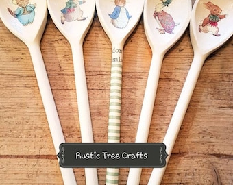 Beatrix Potter Peter Rabbit Jemima Puddleduck Inspired Wooden Spoon Easter New Baby Baby Shower Christening Gift Cake Smash