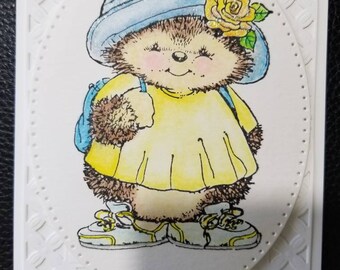Hedgehog Yellow Rose Happy Birthday