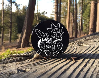 Large 2.5inch Custom Engraved Herb Grinder - Rick & Morty - 4 Piece Aluminum