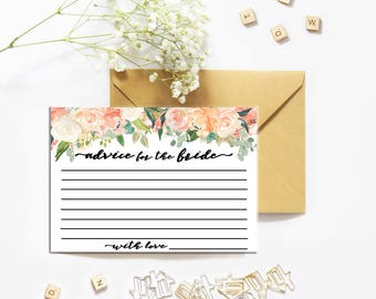 Advice for the Bride and Groom, Wedding advice cards, Advice for the Bride, Wedding printable, Bridal Shower Favor