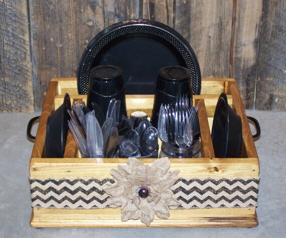 Paper plate napkin caddy holder utensil caddy cutlery holder Paper plate napkin caddy holder utensil caddy cutlery holder