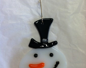 Black hat snowman ornament