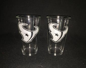 Houston Texans Hand Etched Pint Glasses!