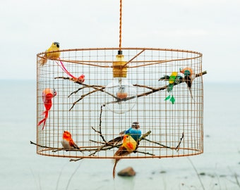 Copper Birdcage Pendant Light Chandelier
