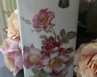 Wild Rose Vase made in Germany Gerhold Porzellan Tall Rose Vase