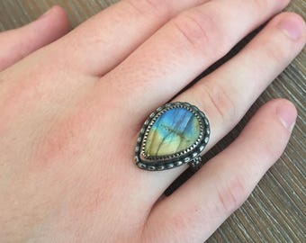 Sterling Silver and Labradorite Ring
