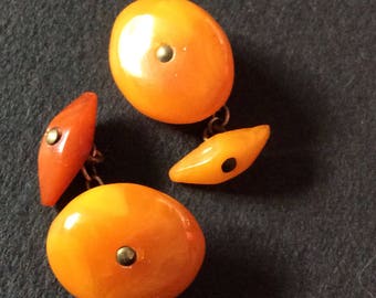 Edwardian amber cufflinks ,egg yolk colour