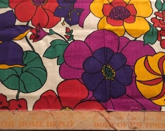 Vintage Mid-Century Modern Floral "Best Obtainable Vat Colors" Barkcloth Fabric