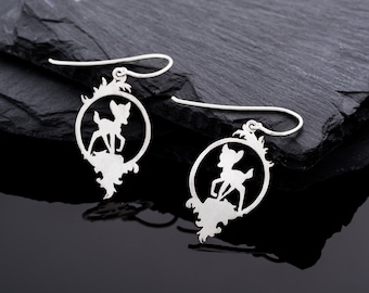 Sweet, hand-sawn fawn twins//Silver earrings//Valentine's Day gift//Fawn earring//Special earrings//gift for you
