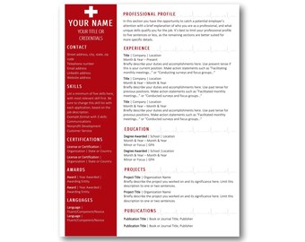 medical resume etsy