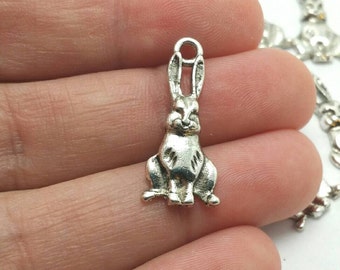 10 Rabbit Charms, Bunny Charms, Animal Charms, Easter Charms (1-1079)