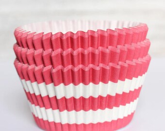 Red Striped cupcake liners set of 25-cupcake liners, stay bright red striped cupcake wrappers, christmas cupcake liners