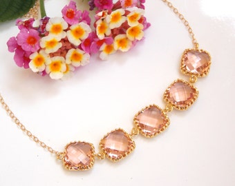 Wedding Jewelry, Peach Bracelet, Blush Bracelet, Champagne, Gold filled Bracelet, Bridesmaid Gifts, Bridesmaid Bracelet, Gifts, Bride G