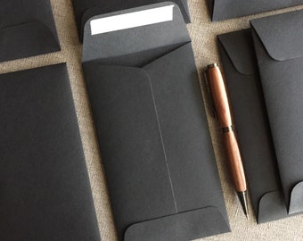 25 Black Envelopes - Size 6 1/2" x 3 3/4" - 100% Recycled