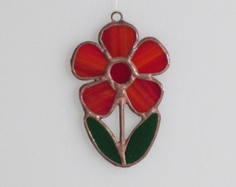 Stained Glass Red Flower Suncatcher (small)
