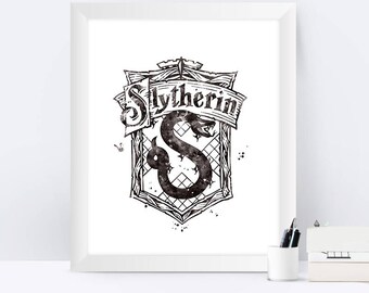 blason serpentard noir et blanc aquarelle harry potter poudlard harry potter dimpression serpentard crest - Blason Gryffondor blason serpentard noir et blanc aquarelle harry potter poudlard harry potter dimpression serpentard crest - Blason Gryffondor