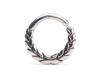 Tribal Septum Ring Silver Nose Ring Body Jewelry Sterling Silver Bohemian Fashion Indian Style 14g 16g - SE025SSO