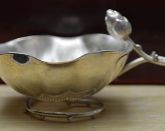108 Gram Purity 999 Fine Silver Solid Hand Made Lotus Tea Strainer