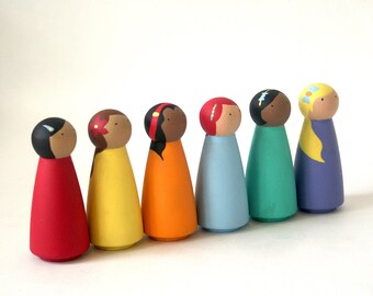 Waldorf Peg Dolls, Peg Doll, Peg dolls, Wooden Peg Dolls, Montessori Toys, Wooden Dolls, Montessori, Christmas Gift, Wooden Peg People