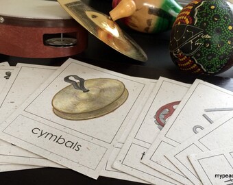 Instruments of the Orchestra 3-Part Matching Cards printed on Eco-friendly Banana Paper Card Stock