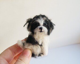 Shih Tzu Miniature custom pet portrait dog memorial Shih Tzu Needle felt dog brooch Pet loss gifts Felt Animals dog magnet dog ornament