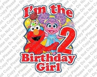Sesame Street Elmo & Abby Cadabby 2nd Birthday I'm the Birthday Girl Iron On Transfer Instant Download Matching Tshirts Clipart Birthday