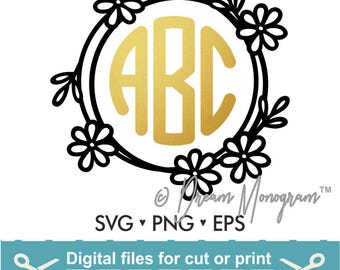 Monogram Frame Svg / Floral Frame Svg / Floral Monogram Frame Svg / Cutting files for use with Silhouette Cameo and Cricut