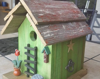 Beautiful green cottage Bird House