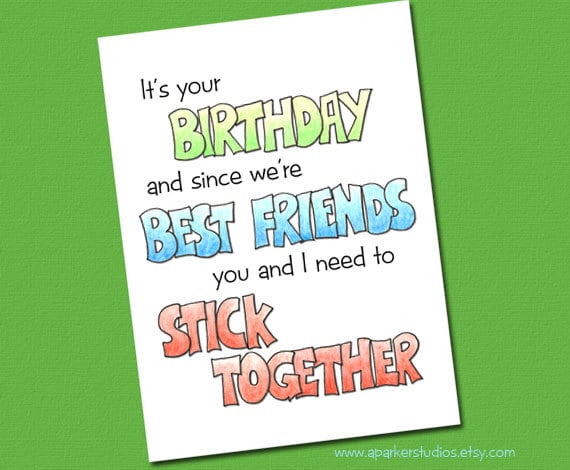 Funny Birthday card for best friend Handmade birthday card