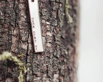 Silver vertical personalized bar necklace