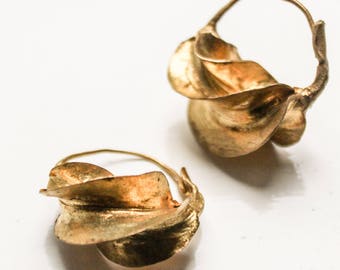 Gold twisted earrings African tribal earrings Gold hoops African jewelry Ethnic Earrings Gold Statement Jewellery Fulani jewellery