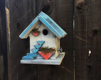 Birdhouse, Country Style Shabby Chic Farmhouse Inspired Bird House Functional For Birds, Unique Rustic Wood Birdhouses, Item #494893602