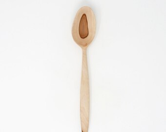 Hand carved serving spoon. Hand carved in apple wood. Hand carved wooden cooking spoon.