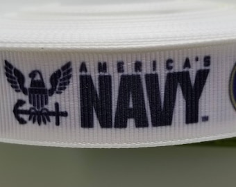 US Navy Grosgrain Ribbon - USN Logo - Ships Fast