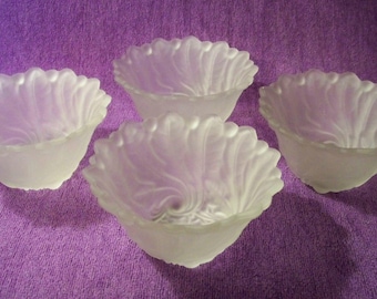 Frosted Dessert Dishes / Sherbert Dishes - Set Of 4