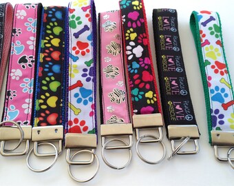dog paw print keyfob wristlet