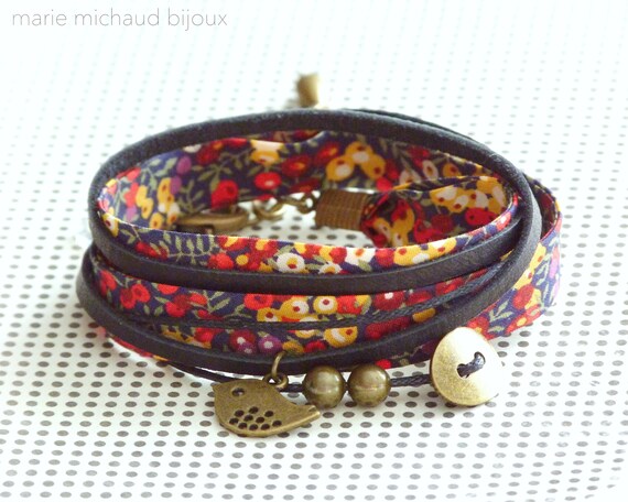 Liberty bracelet,Wrap bracelet,Double wrap bracelet,Textile bracelet,Cuff bracelet,Liberty jewelry,Colorful bracelet,Gift under 30