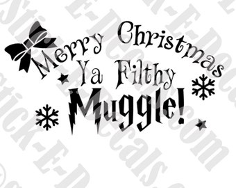 Merry Christmas Y aFilthy Mugge! Harry Potter Decal Stickers FREE USA SHIPPING!