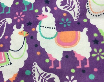 LLAMAS on Purple Flannel Fabric - CUUUUTE!!