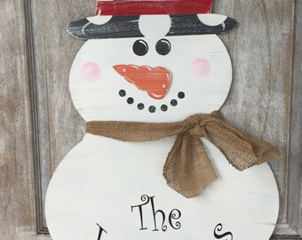 Metal Snowman Doorhanger with Name