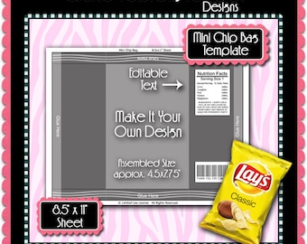 Mini Chip Bag Template Instant Download PSD and PNG Formats (Temp719) 8.5x11" Digital Collage Sheet Template