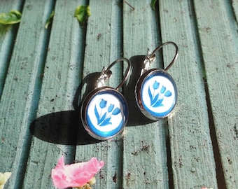 Delft Blue Tulip Earrings