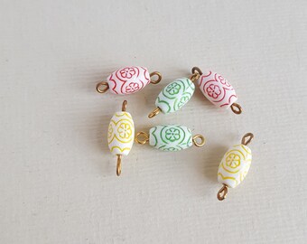 Vintage brass and lucite bead links