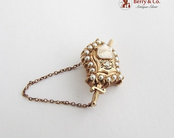 Vintage Fraternity Sorority Pin Phi Delta Theta 14K Gold Seed Pearls Diamond