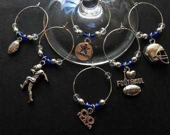 DALLAS COWBOYS Football Wine Charms - Set of 6