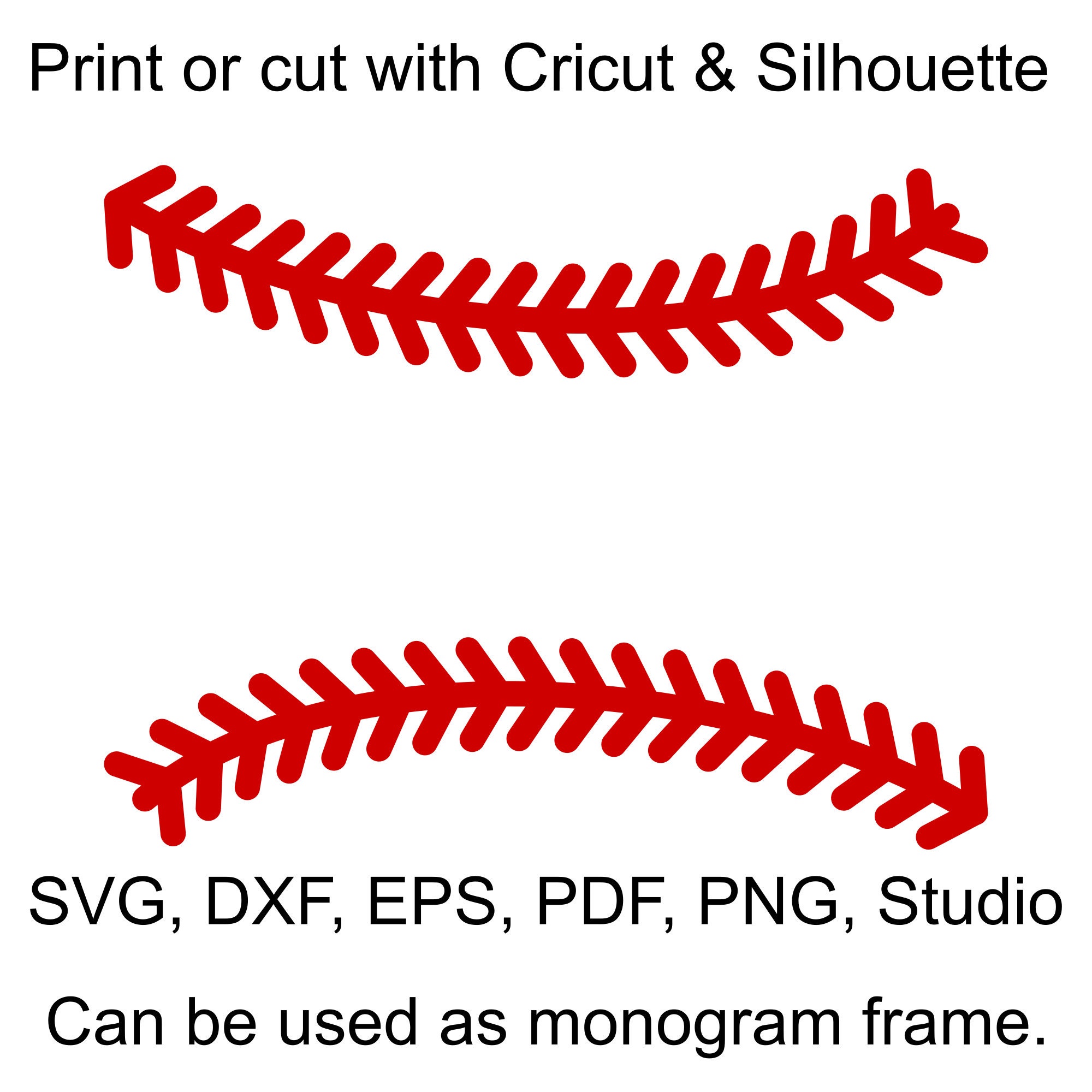 Baseball Stitches SVG Files to make Baseball Monograms and ...