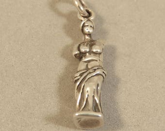 VENUS DE MILO .925 Sterling Silver 3-D Charm Greek Statue Sculpture Aphrodite of Milos Greece Tourist Travel Figural New tr94